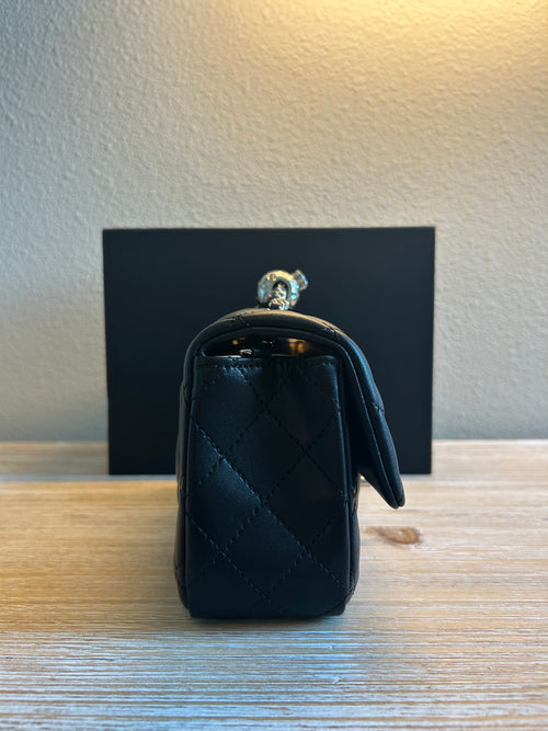 Black Mini Flap w/ Adjustable Strap