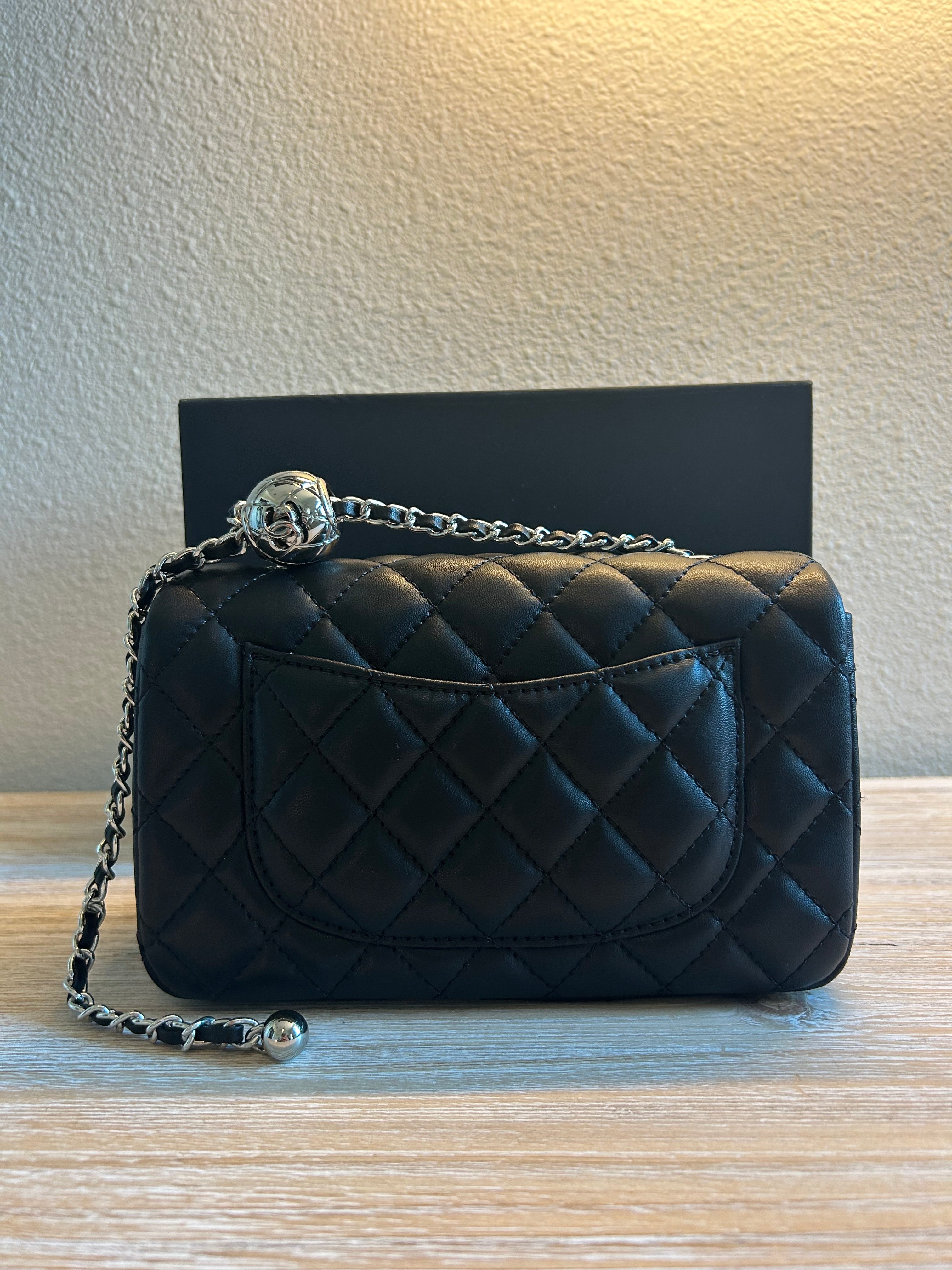 Black Mini Flap w/ Adjustable Strap