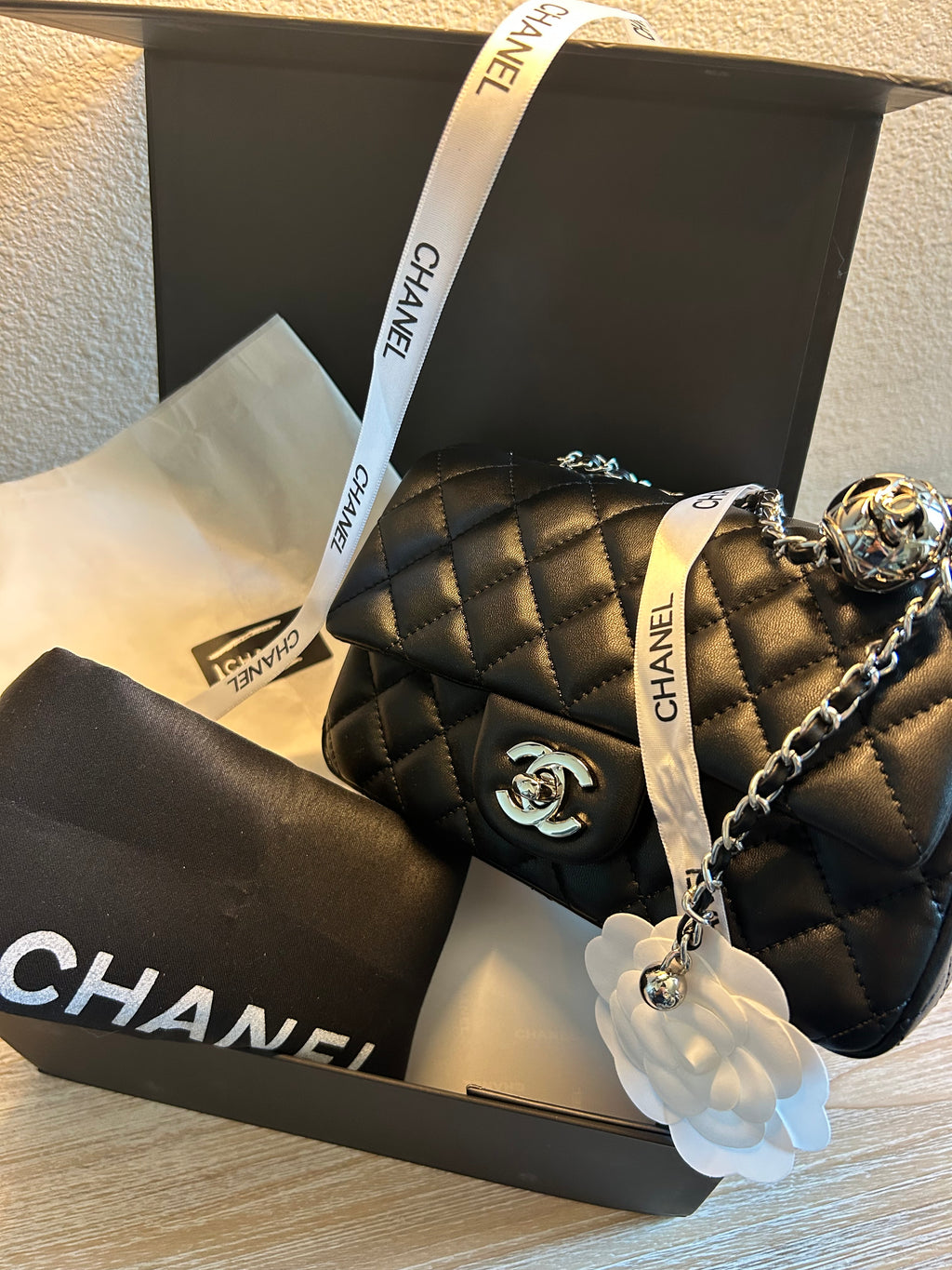 Black Mini Flap w/ Adjustable Strap
