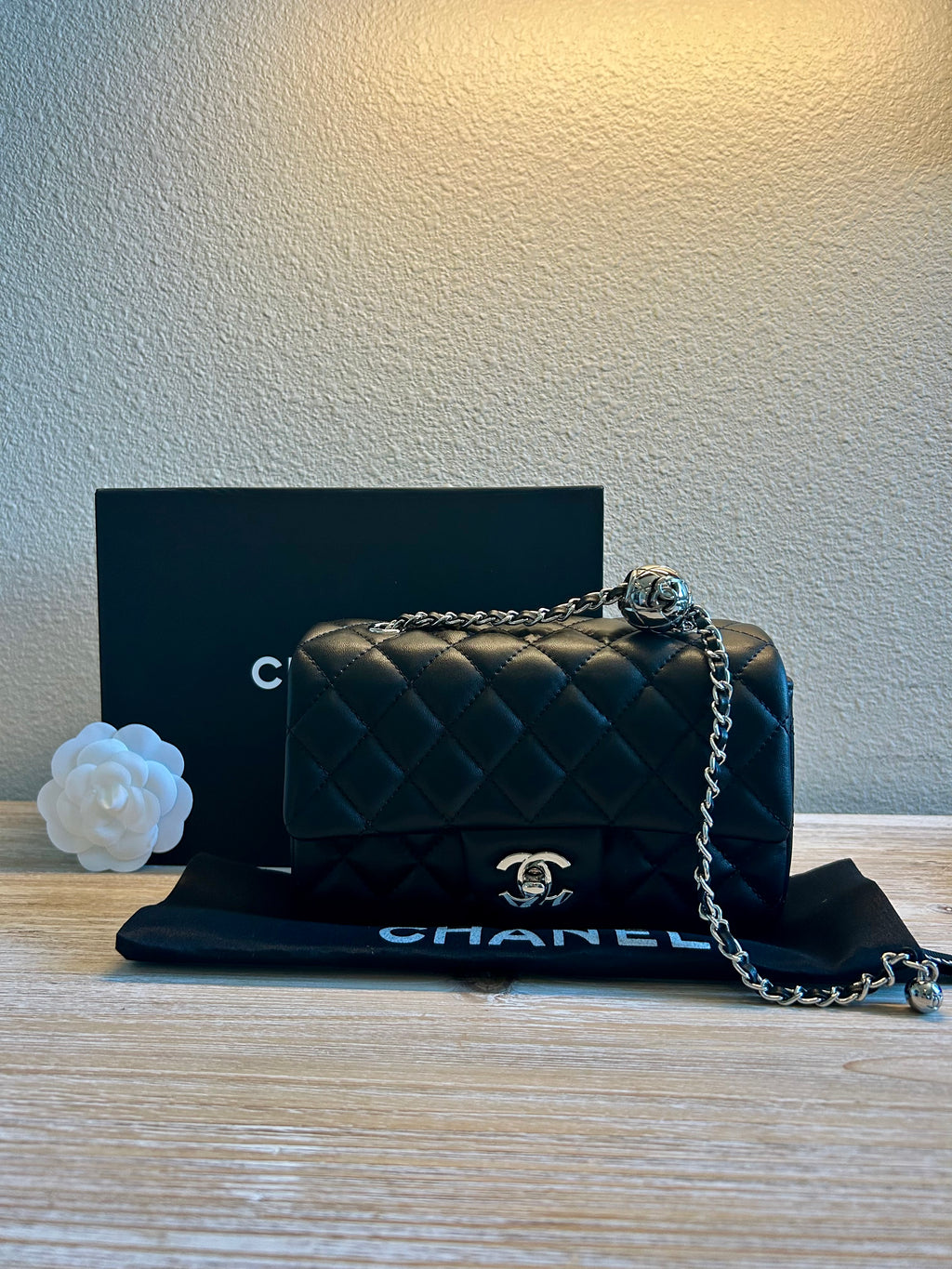 Black Mini Flap w/ Adjustable Strap